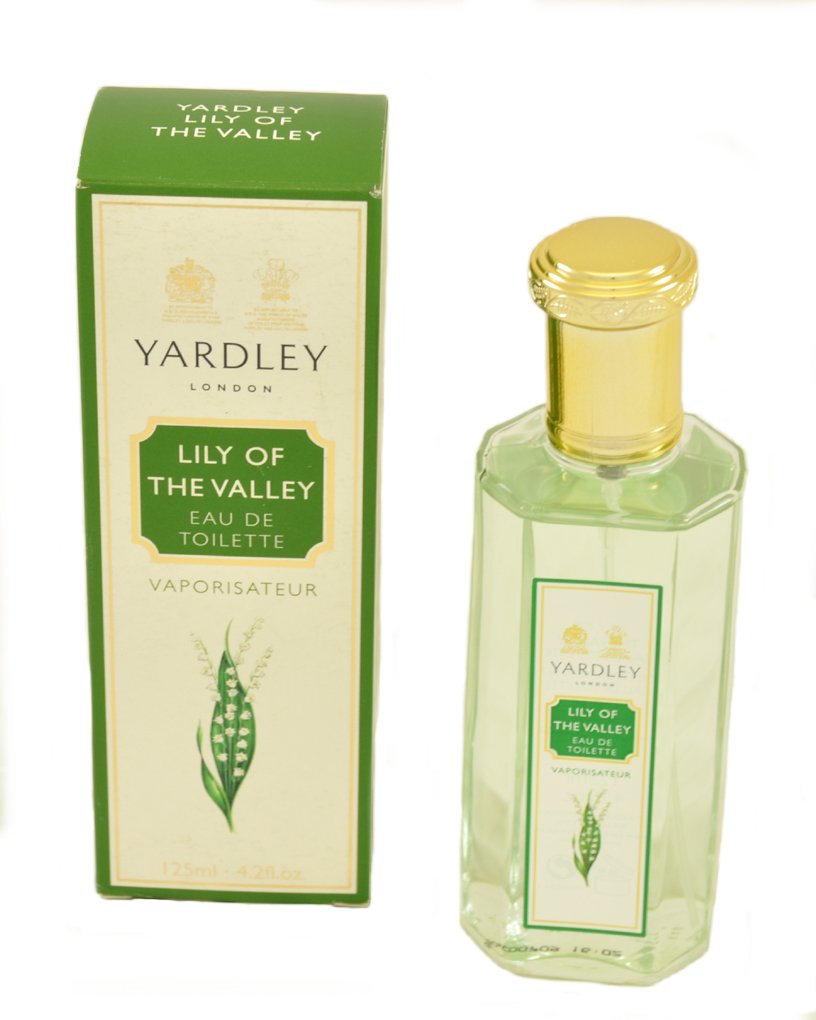 Yardley Lily of the Valley EDT spray bottle, classic floral fragrance for everyday wear.