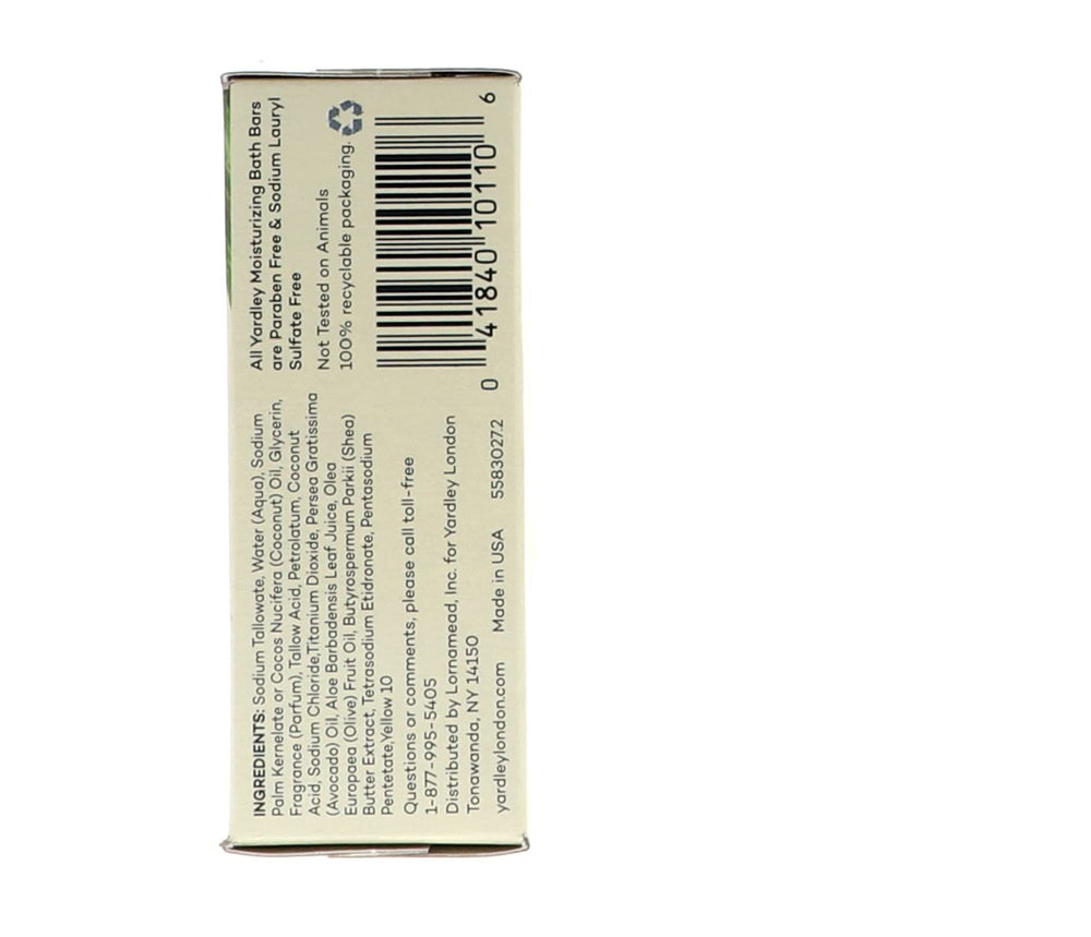 Yardley London Aloe Avocado Bar creamy texture for daily cleansing