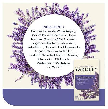 Yardley London logo emphasizes heritage and premium lavender care promise.