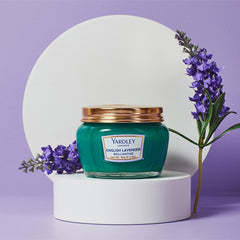 Yardley London English Lavender Brilliantine in hand for even distribution and groomed hair