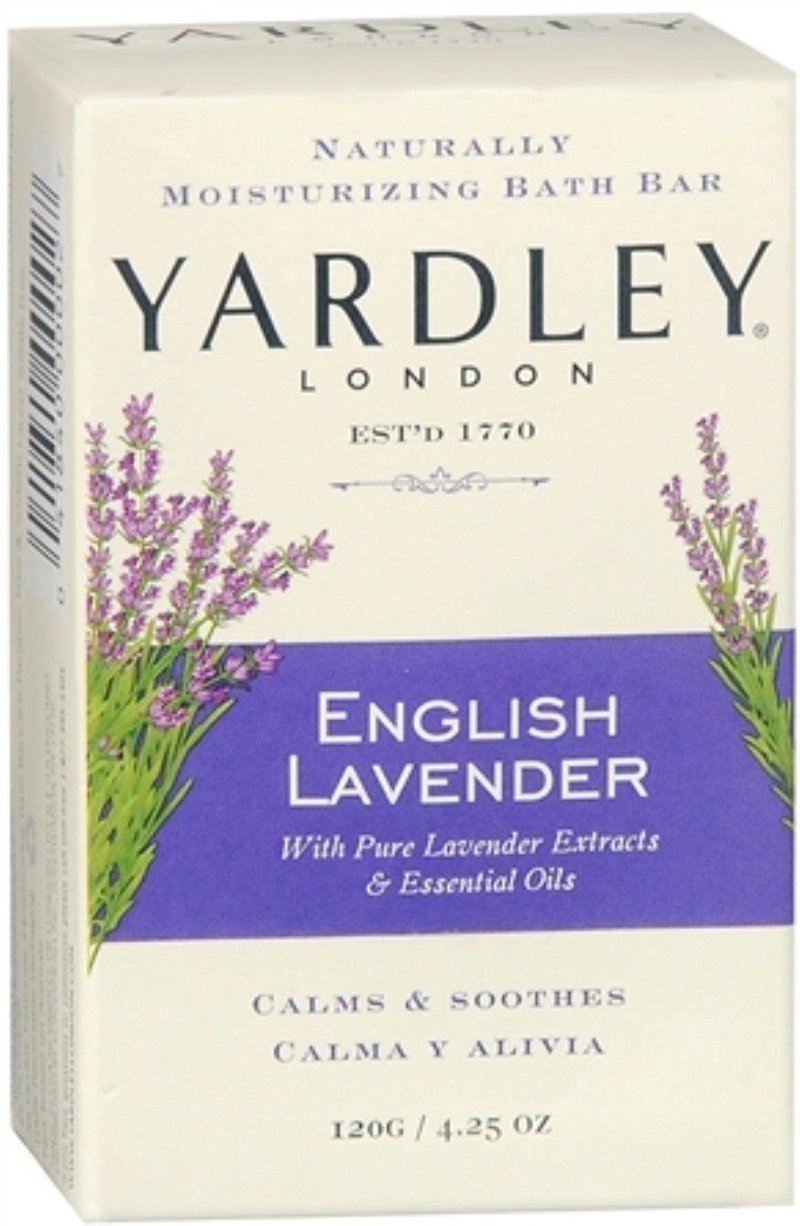Close-up of Yardley lavender bar with essential oils, calming fragrance and skin comfort