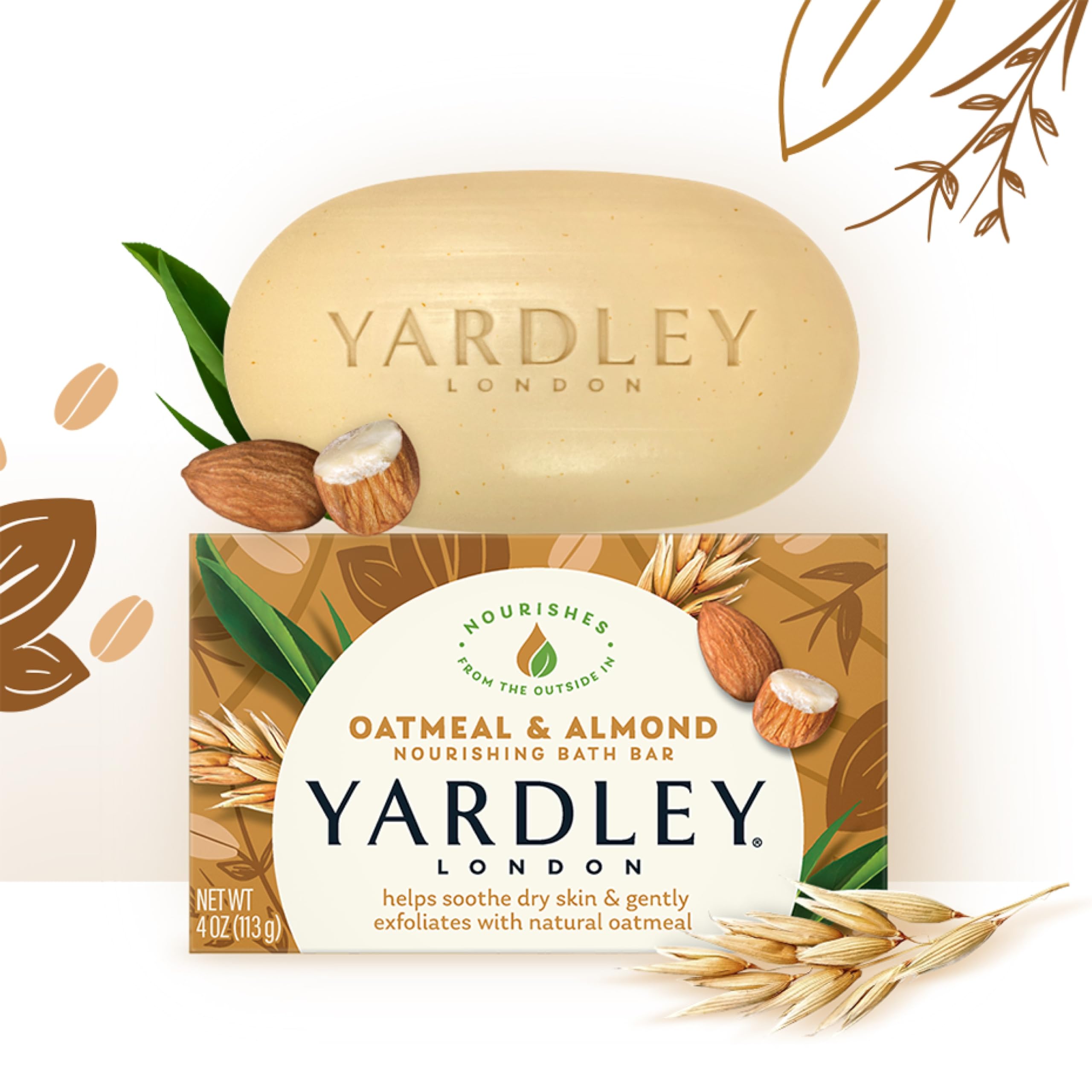 Yardley London Moisturizing Bar Oatmeal & Almond visible oat grains texture