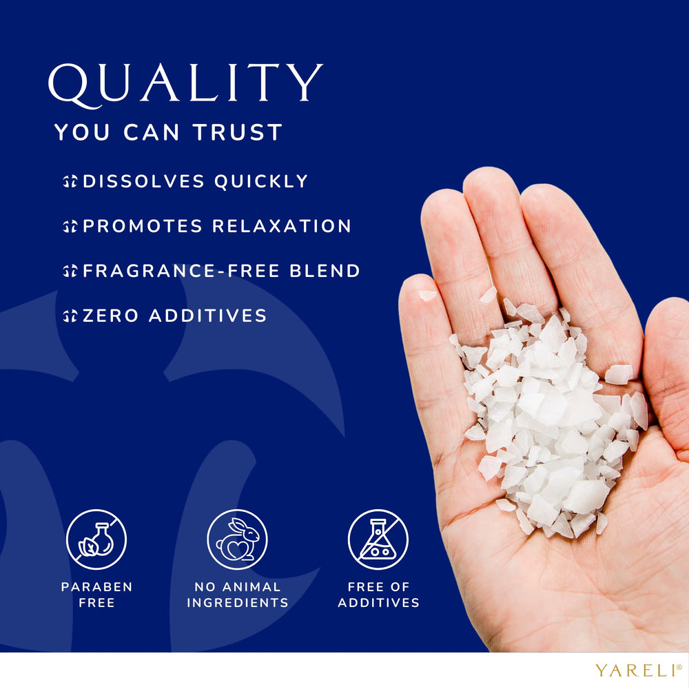 Yareli bath and foot soak setup with magnesium flakes for muscle relief