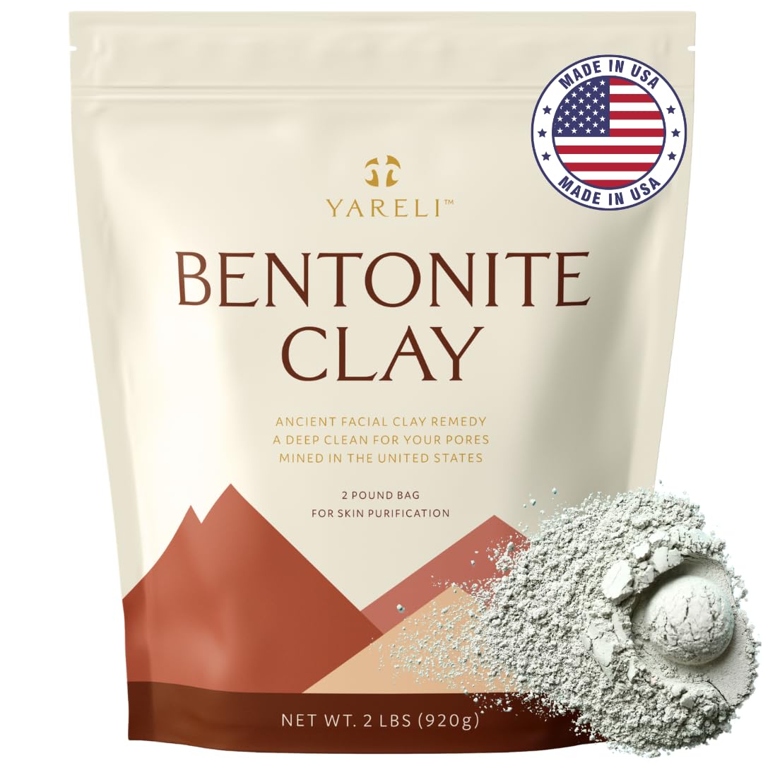 YARELI bentonite clay face mask powder ready for a mineral-rich skin treatment.