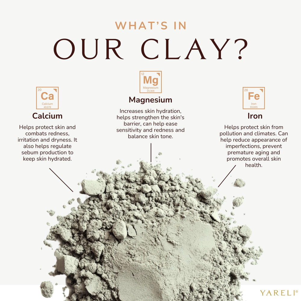 YARELI bentonite clay bath additive ready for a mineral-rich soak.