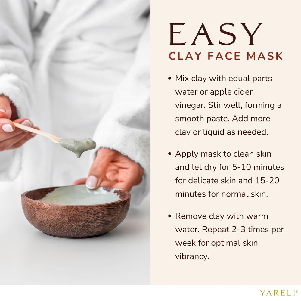 YARELI pore-cleansing clay image suggesting a smoother complexion after use.