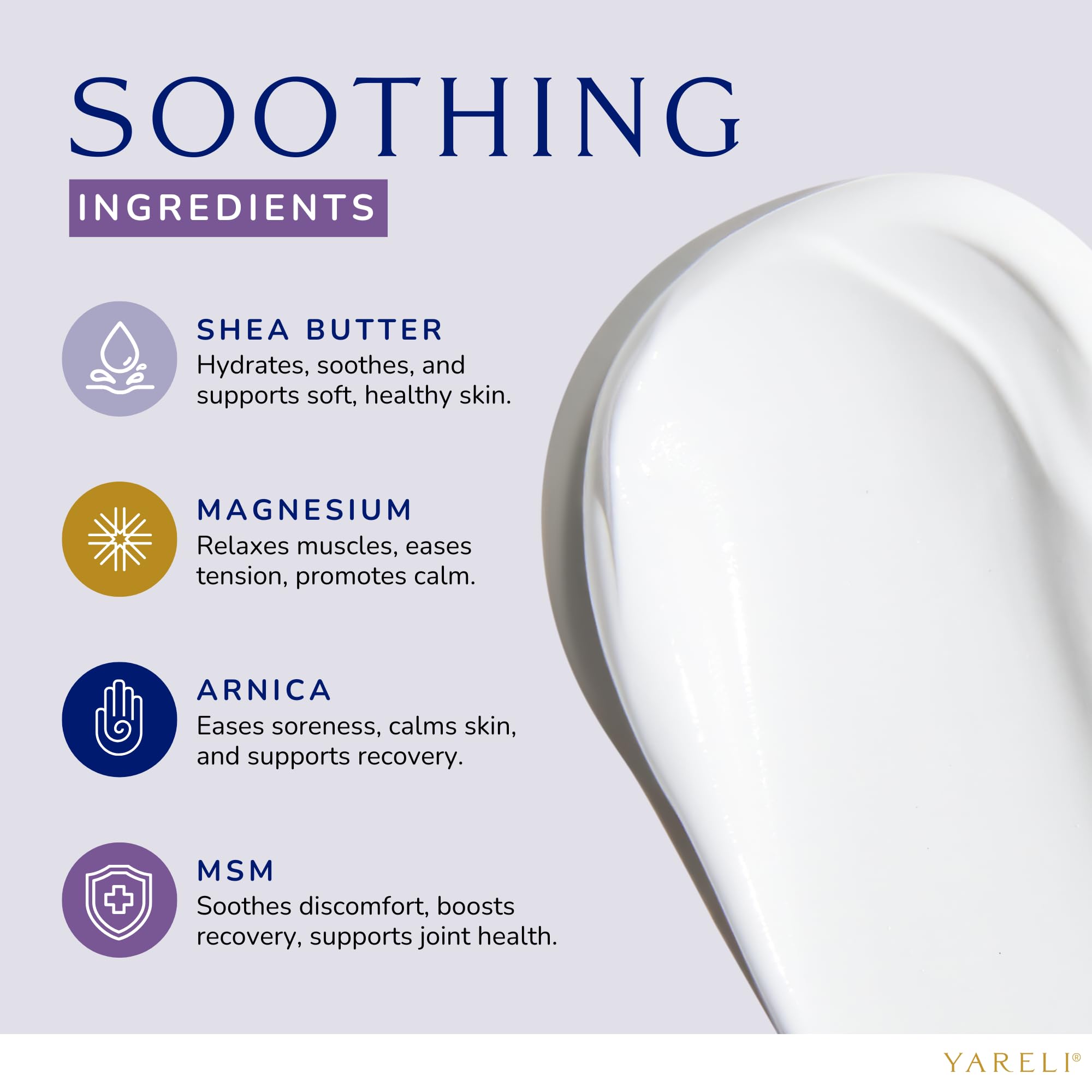 YARELI magnesium cream applied to forearm shows quick absorption