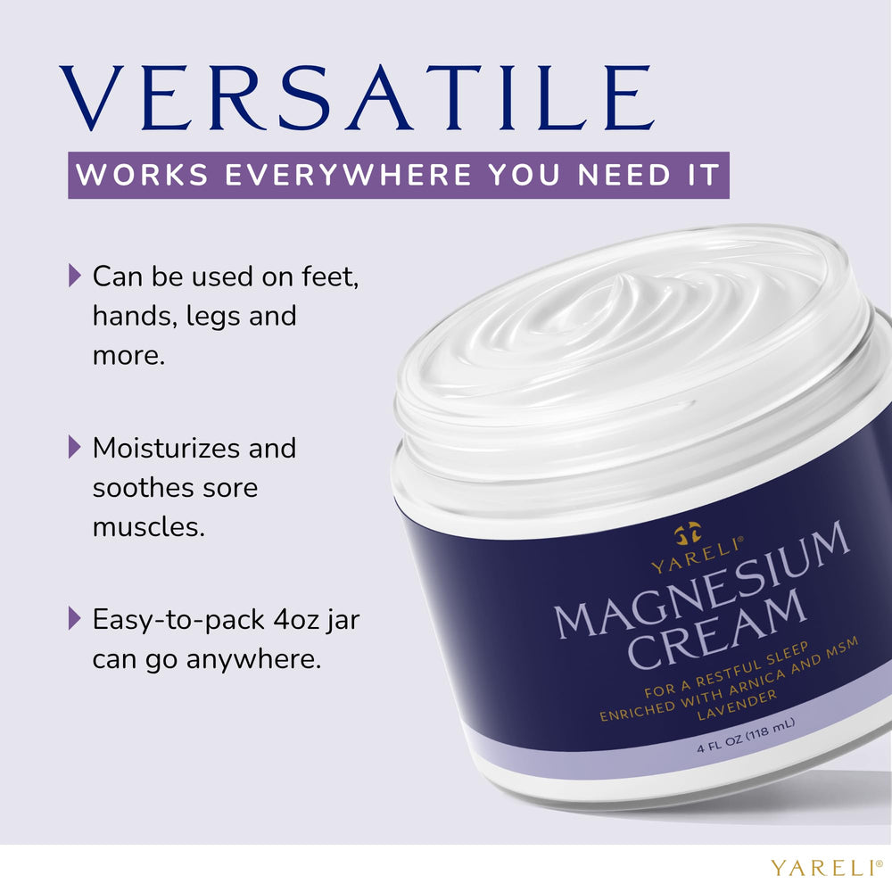 YARELI cream on leg illustrating leg cramp support
