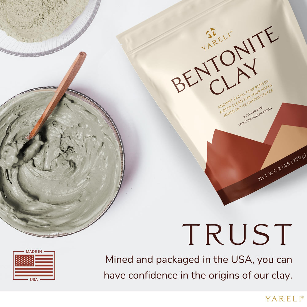 YARELI USA-mined bentonite clay emphasizing domestic sourcing and sustainable packaging.