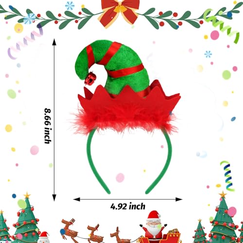 YARIEW Elf Hat Headband close-up of bells showing cheerful holiday details.