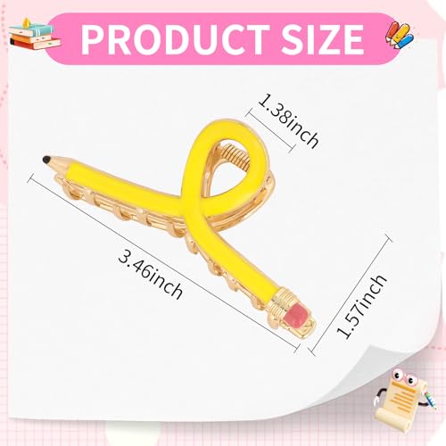 YARIEW pencil hair clip yellow front view with vibrant color.
