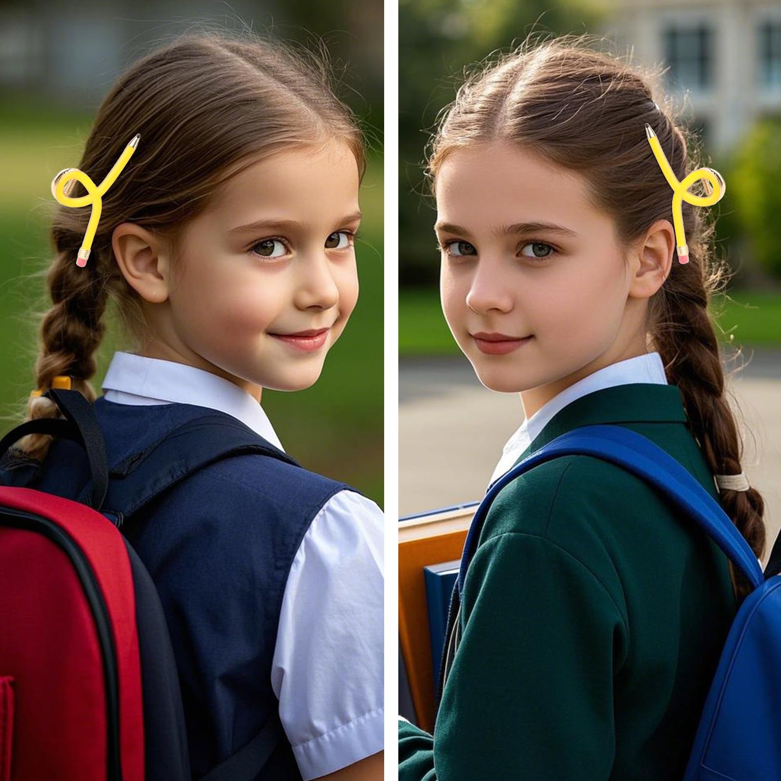 YARIEW pencil hair clip yellow teacher-style for playful classroom look.