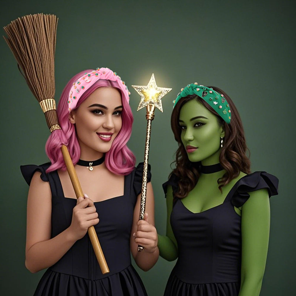 YARIEW Witch Headband secure, soft stretch fabric for comfortable all-night wear.