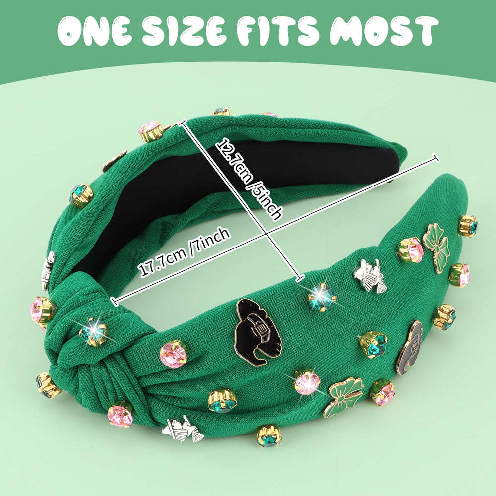 YARIEW Witch Headband rhinestones detail adds sparkle for party looks.
