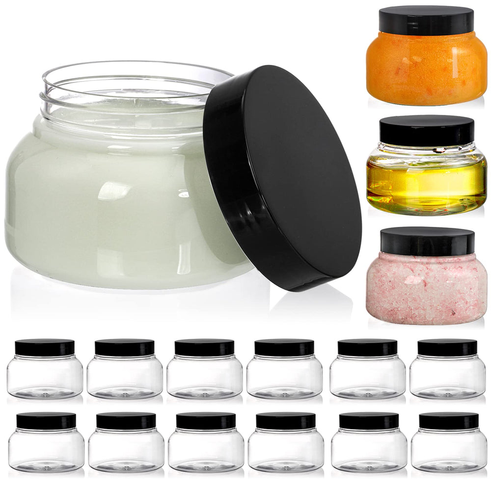 Yarlung 16-pack 8oz jars with lids for organized travel storage.