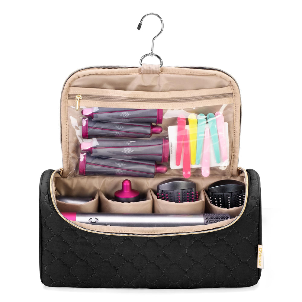 Yarwo Airwrap Travel Case shown on a dresser for tidy salon storage.