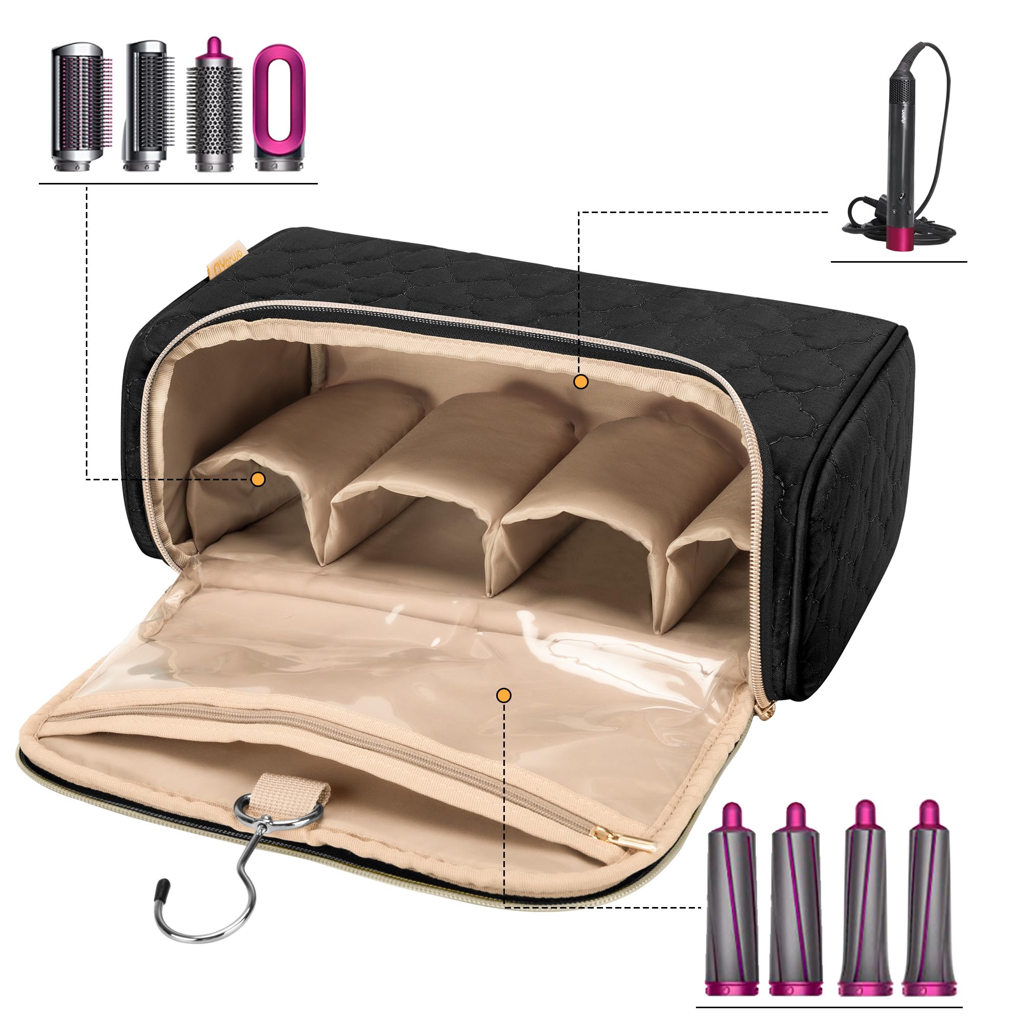 Yarwo Airwrap Travel Case interior peach-skin fabric with soft padding for protection.