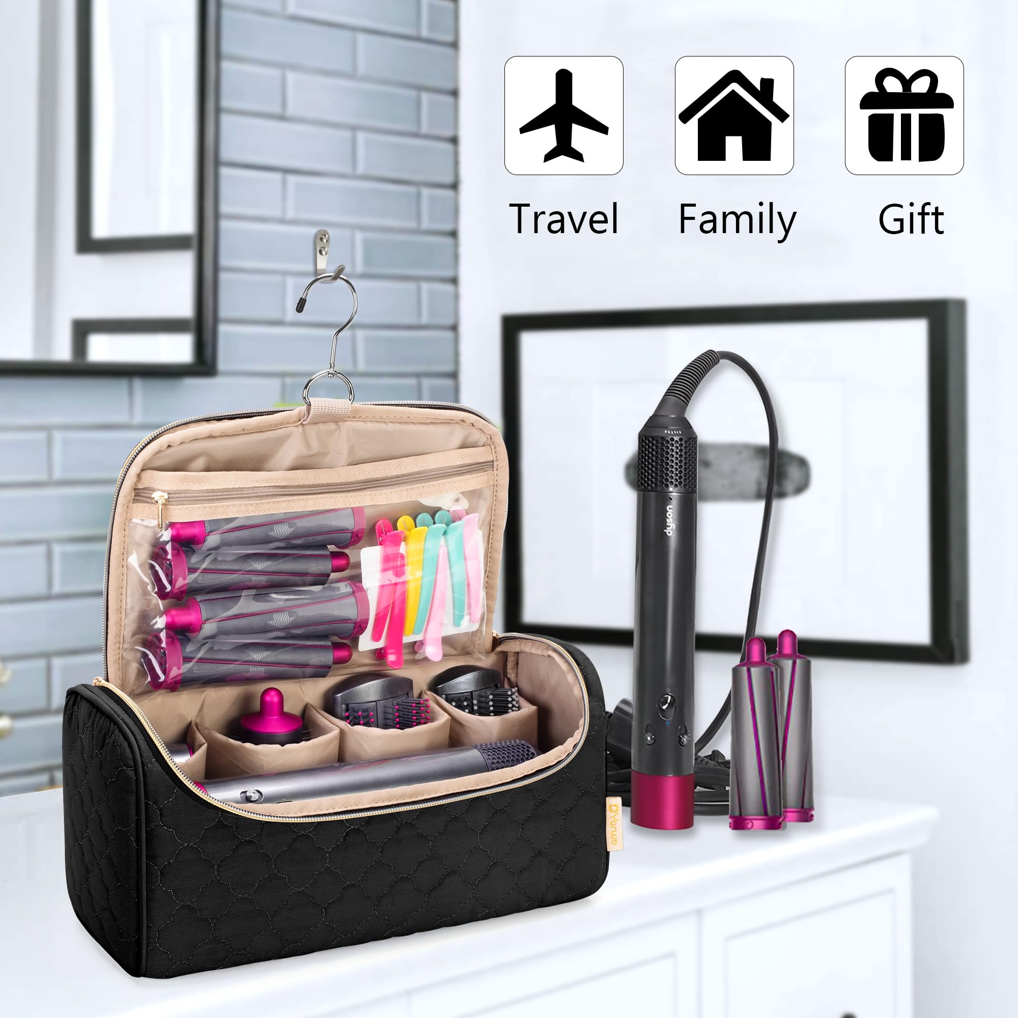 Yarwo Airwrap Travel Case top handle for easy carrying on the go.