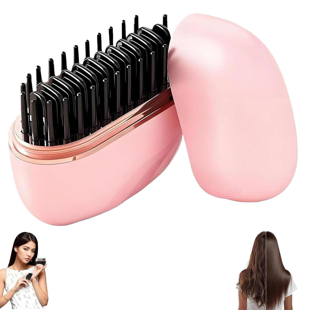 Yaslayp Glambrushs mini hair straightener front view in pink for travel-friendly styling