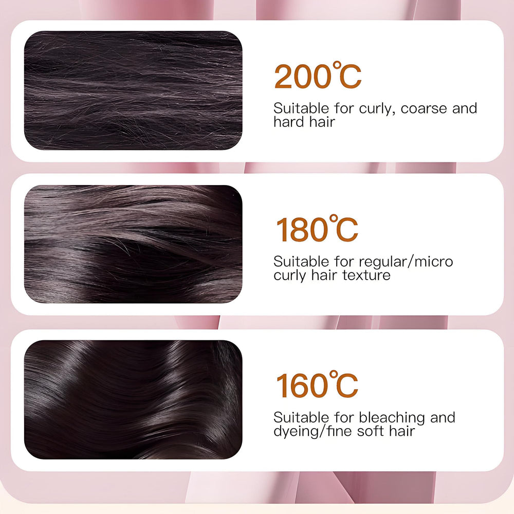 Yaslayp Glambrushs mini hair straightener heat-settings tiles show 160–200°C