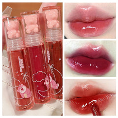 Yasovigi bear lip tint color payoff close-up shows vibrant jelly gloss.