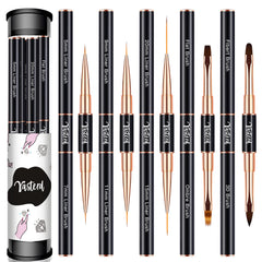 Yasterd nail art brush set double-ended pack improves precision for detailed nail designs.