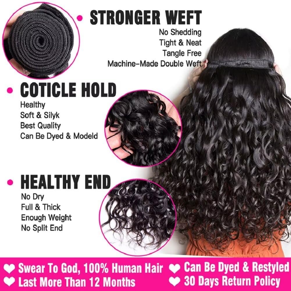 Yavida Water Wave bundles weft closeup shows durable stitching and minimal shedding.