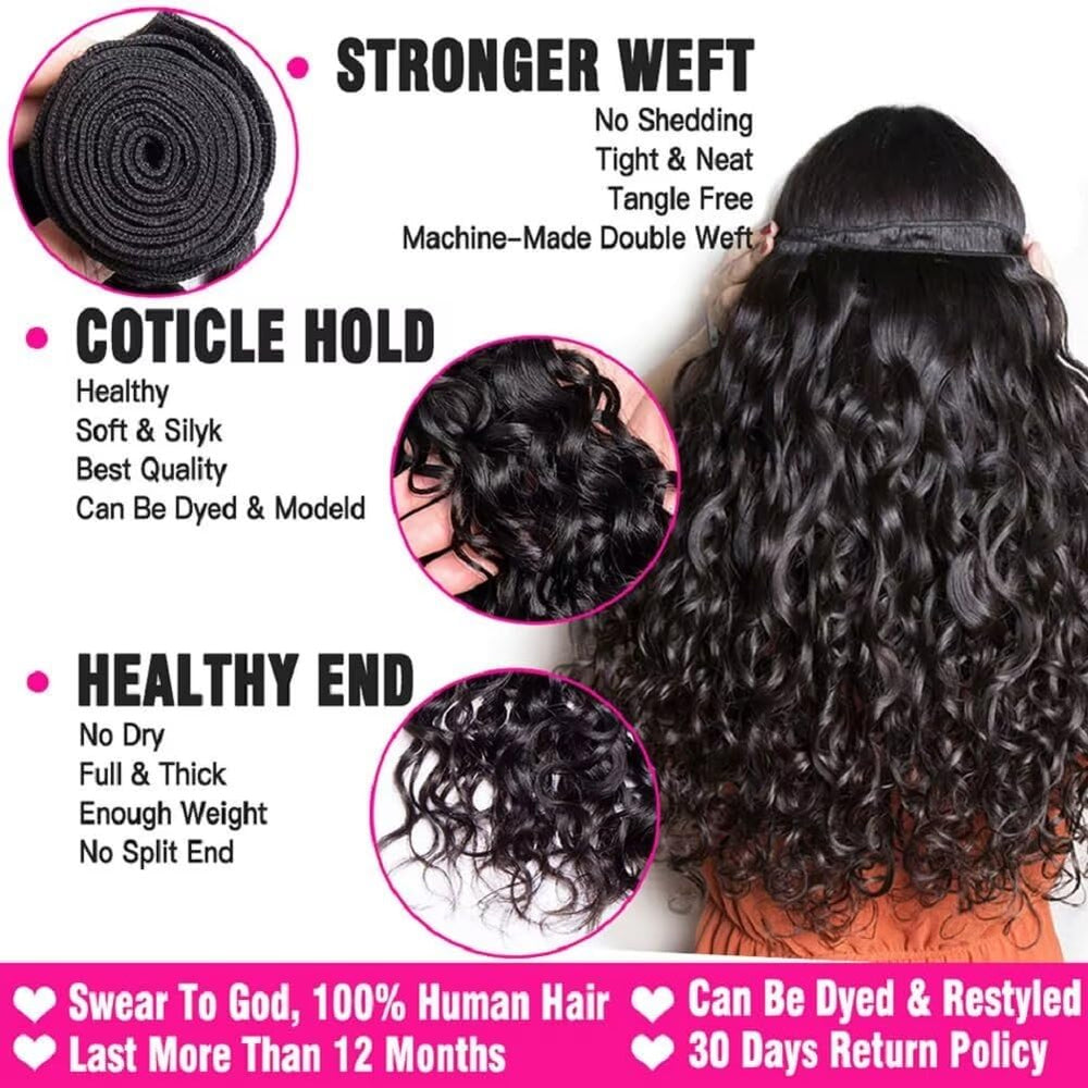 Yavida Water Wave bundles weft closeup shows durable stitching and minimal shedding.