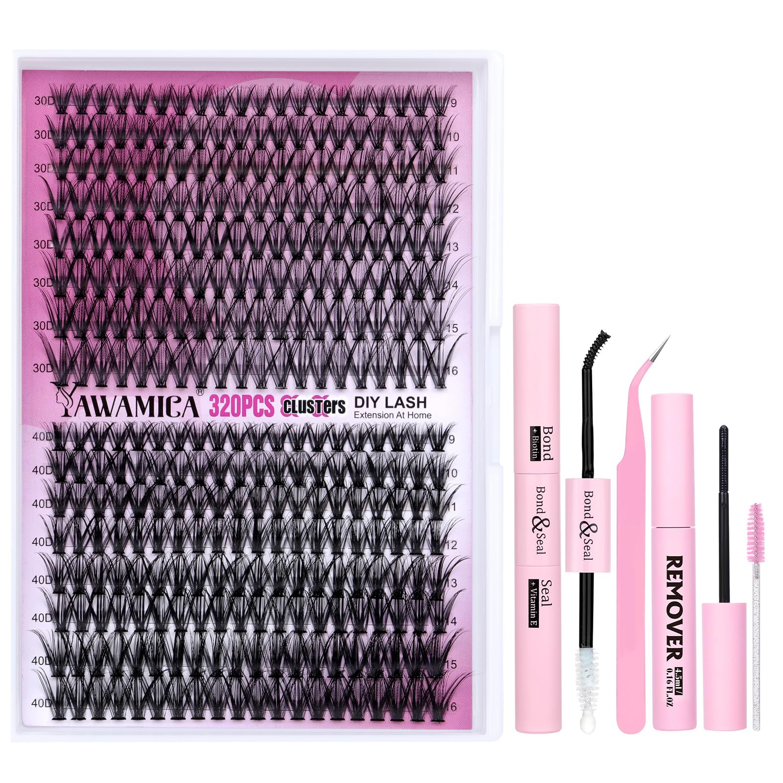 Yawamica DIY eyelash kit 320pcs lashes for salon-like at-home looks.