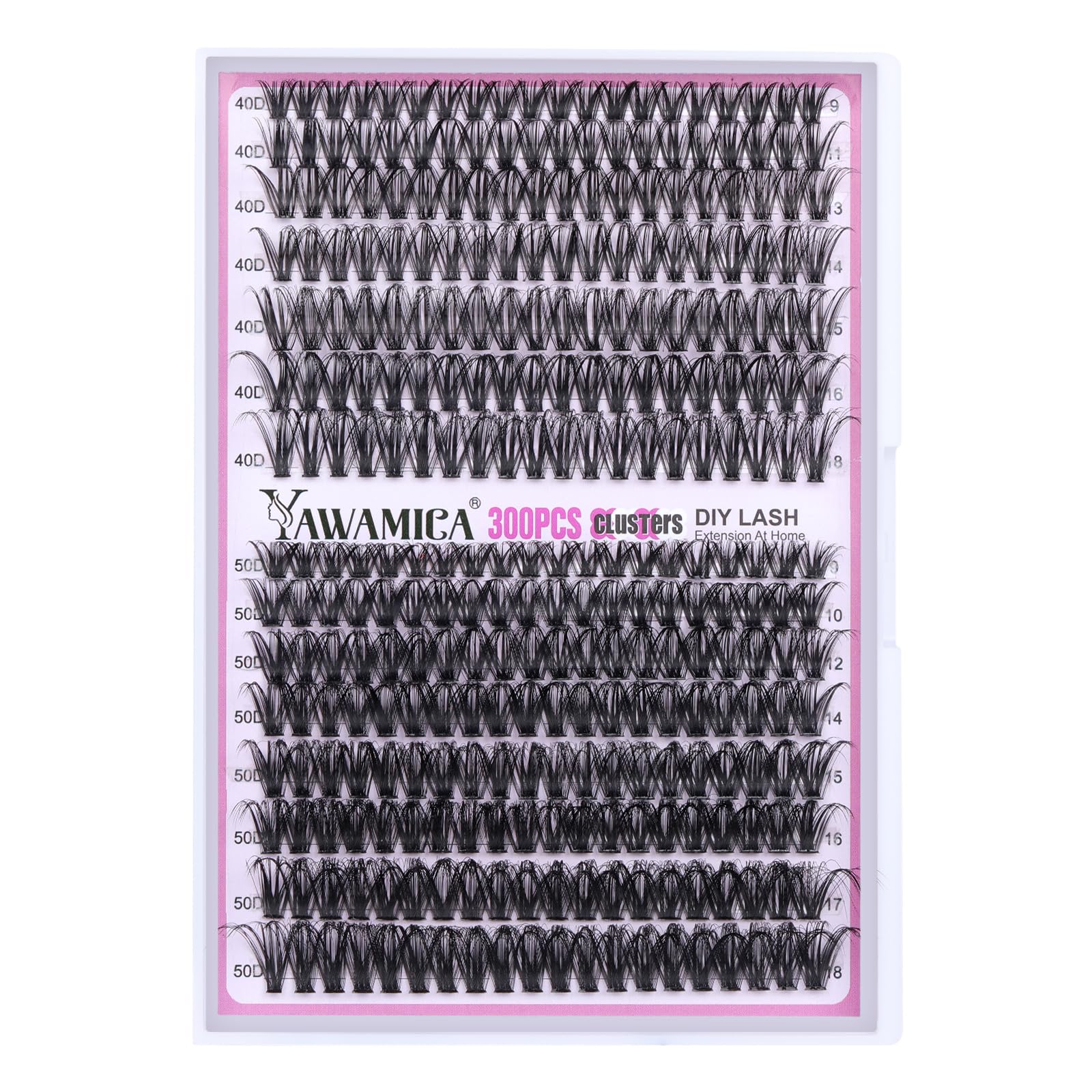 Yawamica DIY lash extension kit 300pcs displayed for at-home styling.