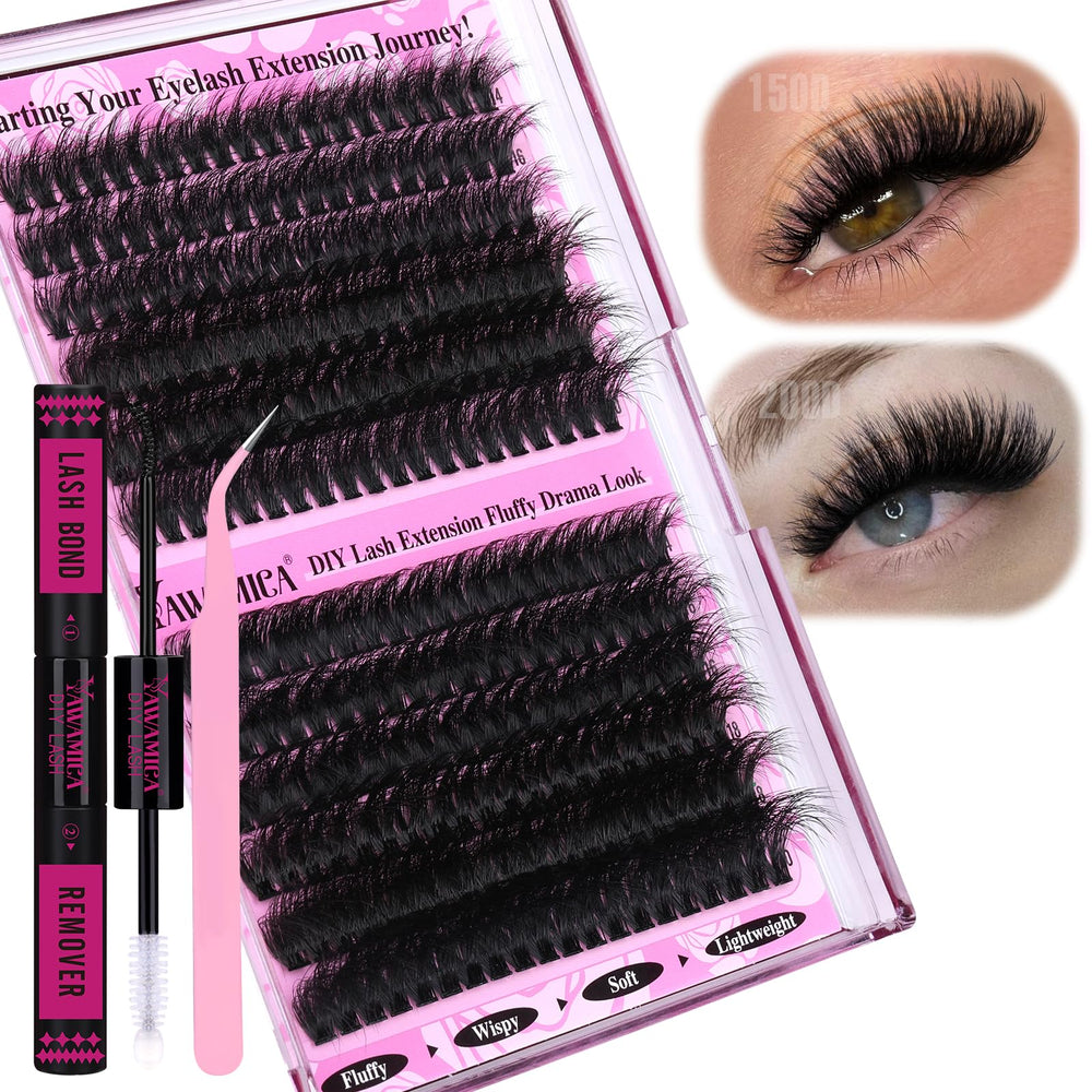 Yawamica fluffier lash clusters kit packaging for at home lash DIY inspiration.