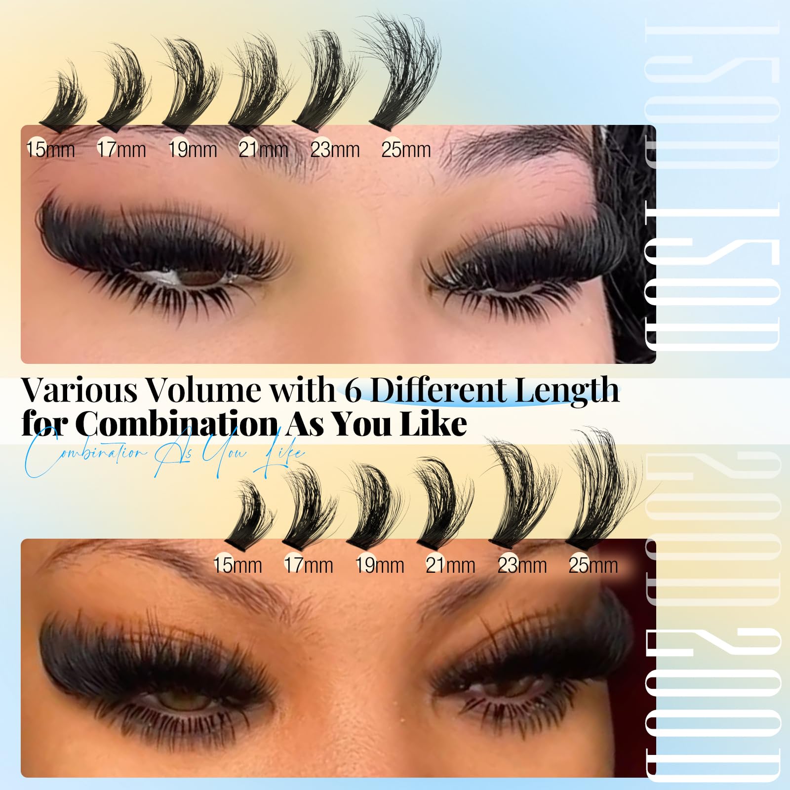 Yawamica lash clusters 15-25mm set offers customizable density for natural or dramatic looks.