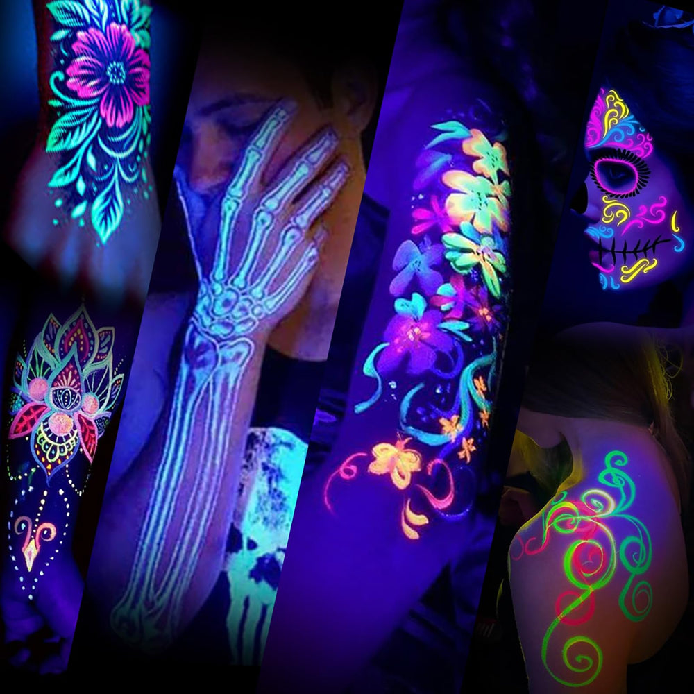 Ybeauty tattoo ink set green fluorescent for eye-catching UV accents.