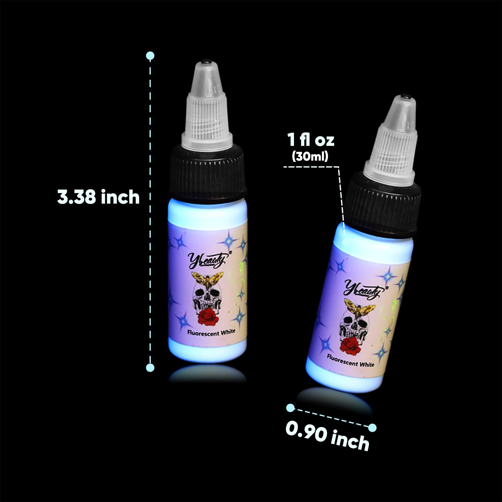 Ybeauty tattoo ink set pink fluorescent ideal for party-ready glow effects.