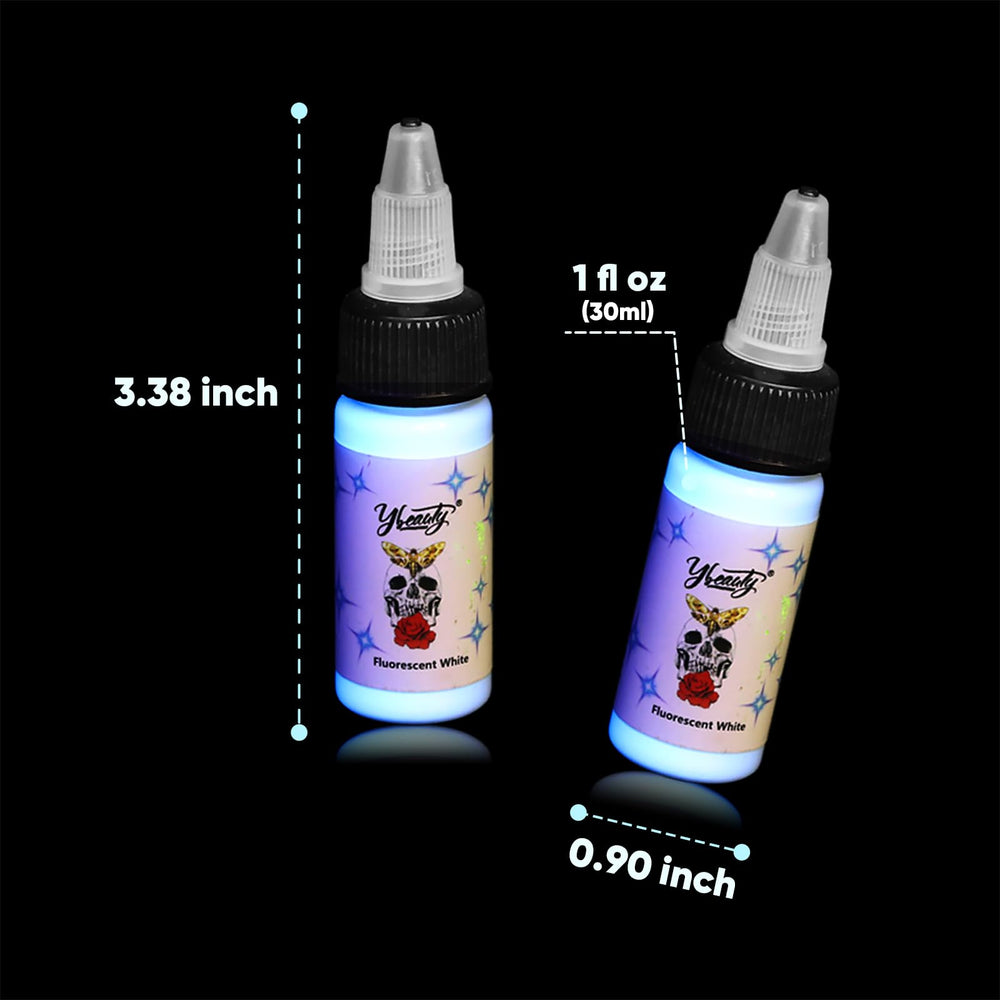 Ybeauty tattoo ink set pink fluorescent ideal for party-ready glow effects.