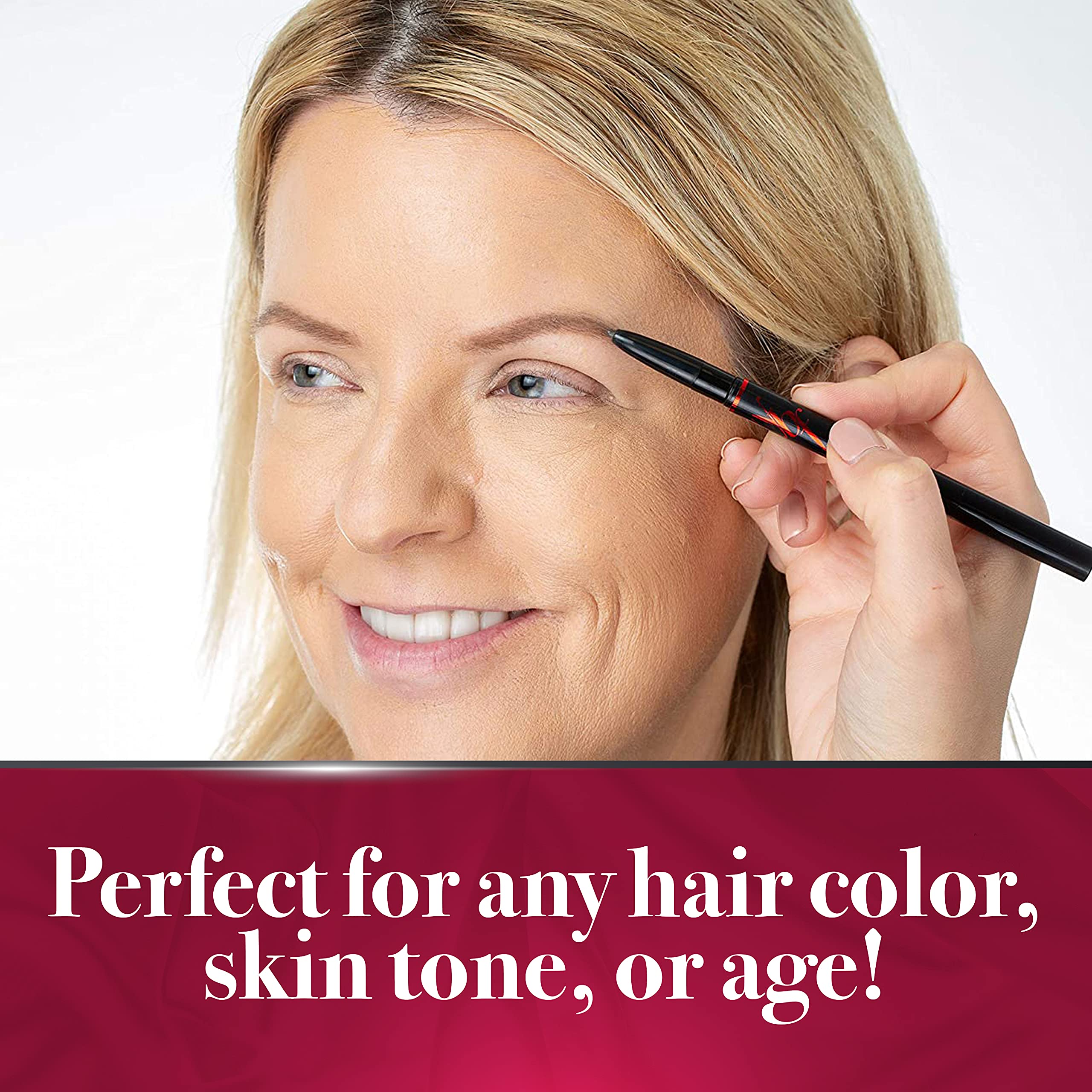 YBF Beauty eyebrow pencil application demonstration highlighting easy twist-up and spoolie finish.