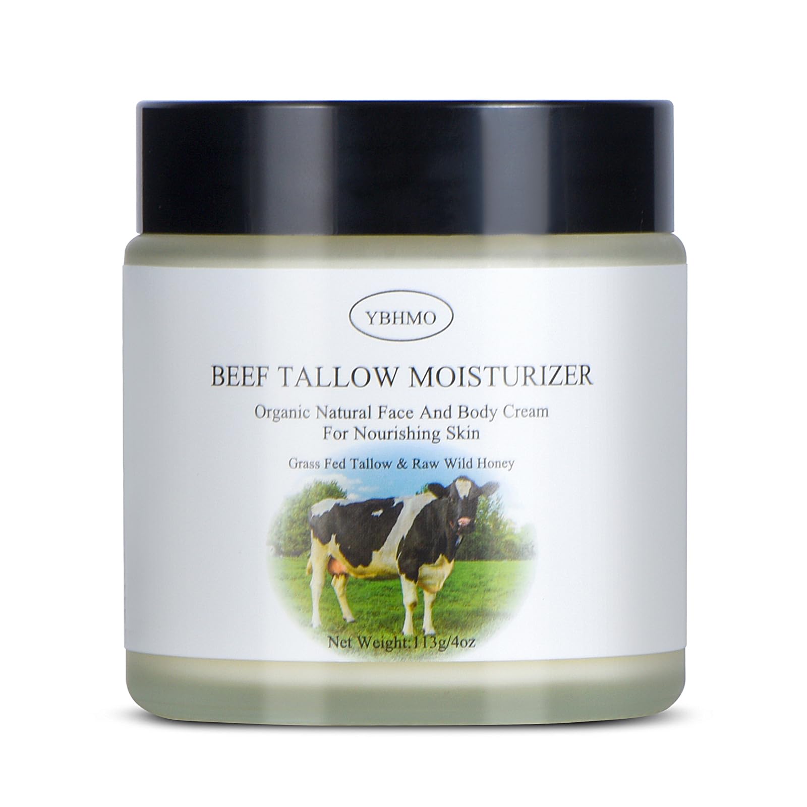 YBHMO Beef Tallow Moisturizer jar delivering deep hydration for face and body.