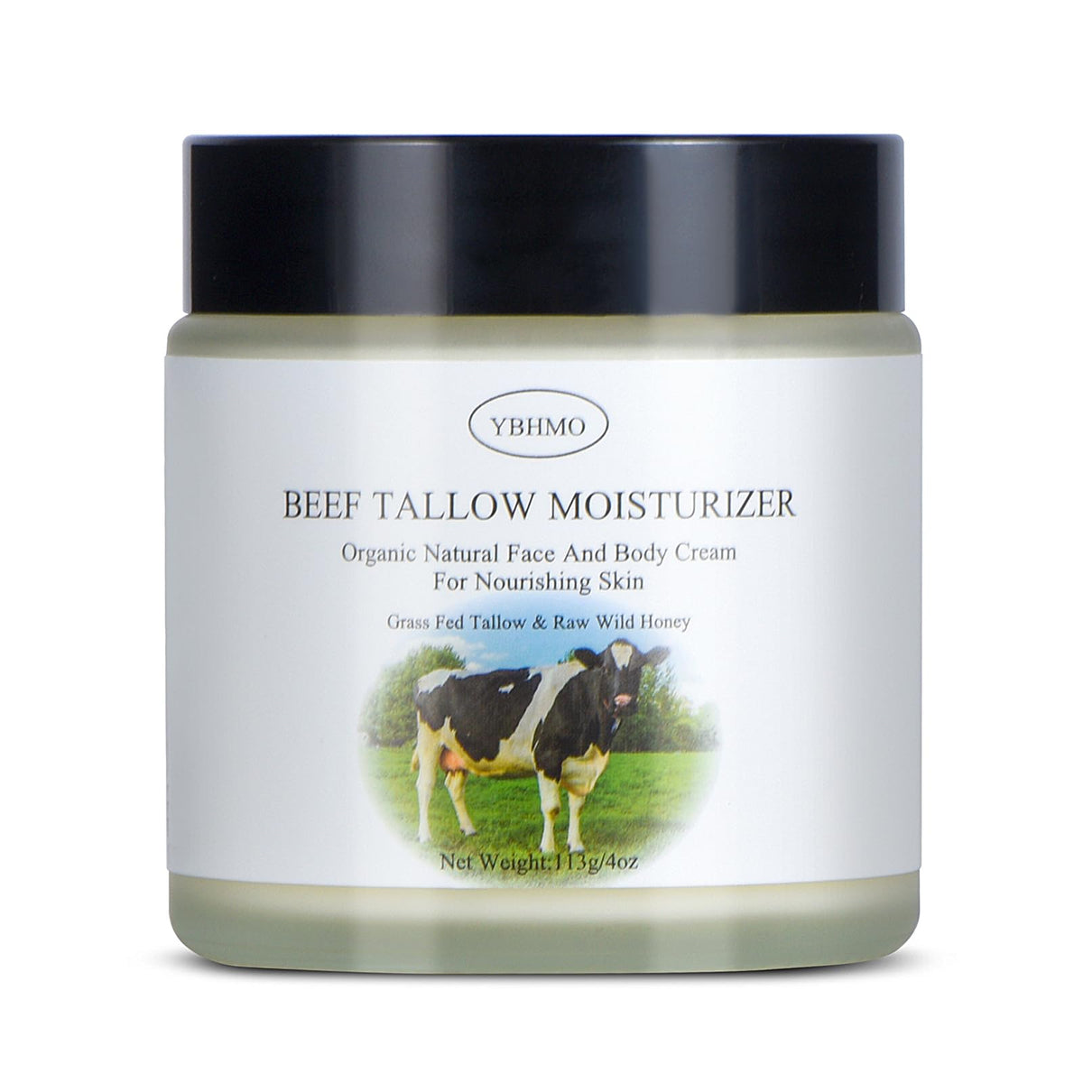 YBHMO Beef Tallow Moisturizer jar delivering deep hydration for face and body.