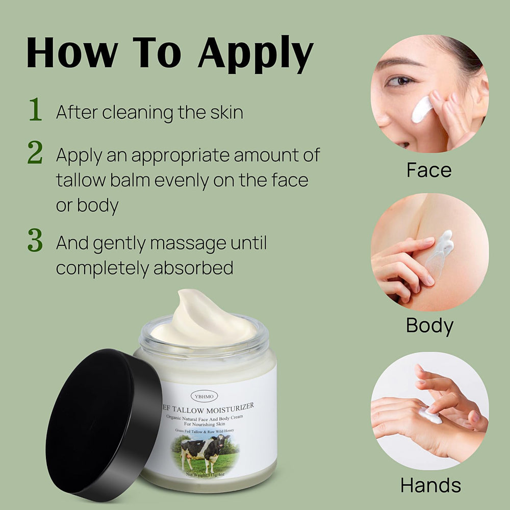 YBHMO Beef Tallow promotes sustainable beauty with minimal ingredients.