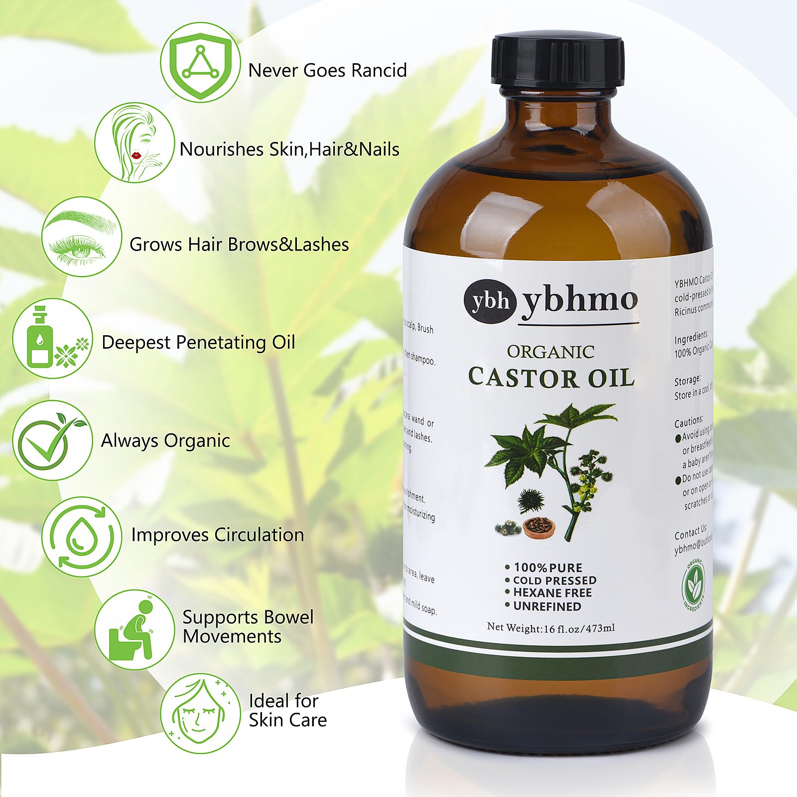 YBHMO castor oil pour spout for easy application