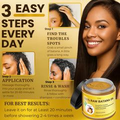 YBW Batana Oil application on hair for conditioning and shine