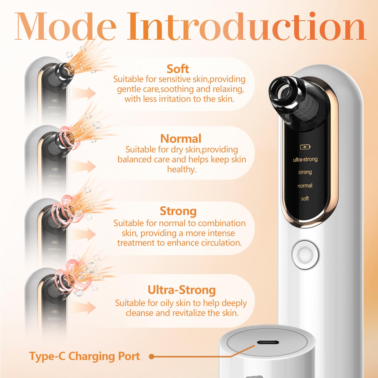 Yccu blackhead remover vacuum with four modes for gentle, customized skincare.