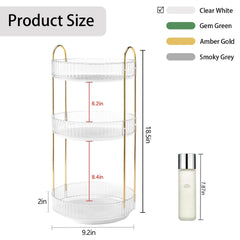 YCIA&DONE 3-tier vanity organizer shows roomy storage for cosmetics and skincare.