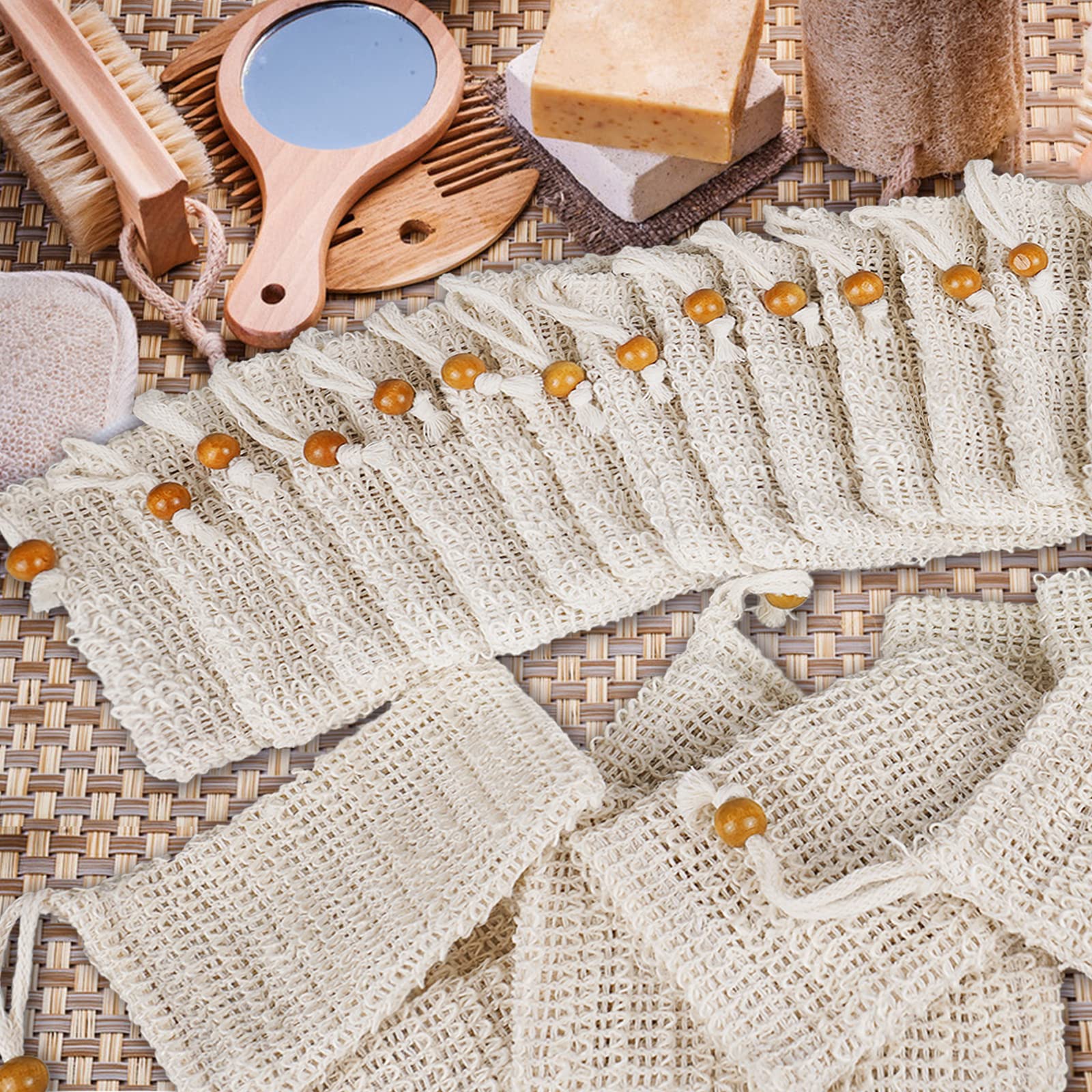 Ycolama sisal soap bag dry-hang design supports air drying.