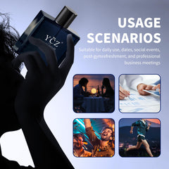 YCZ Charm Unfolds navy packaging box signals premium gift-ready presentation.