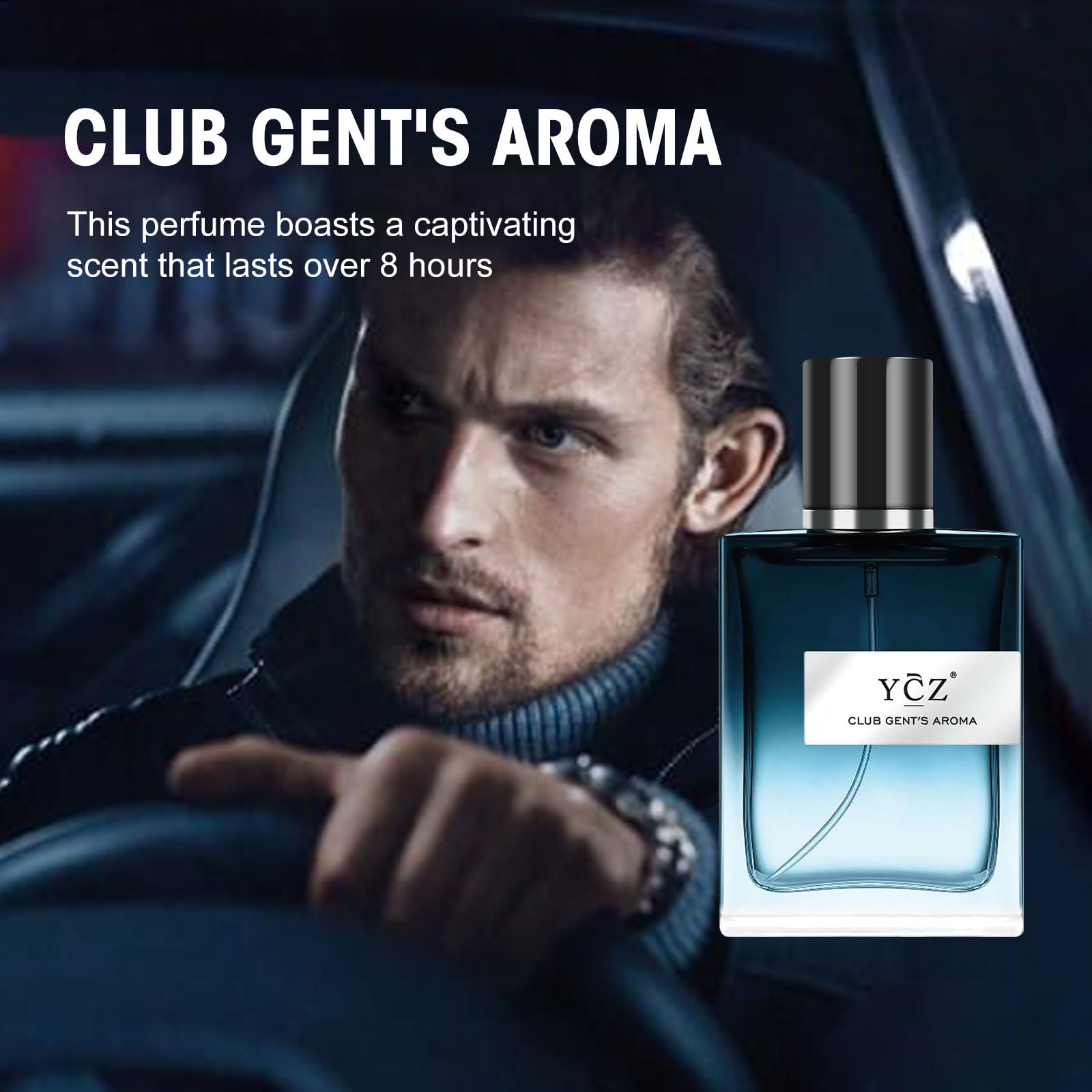 Ycz Club Gent's Aroma 1.7oz glass bottle emphasizes portable, travel-friendly design