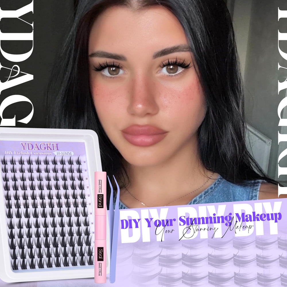 YDAGKH Invisible Band Lash Clusters closeup highlights ultrathin bands for comfort
