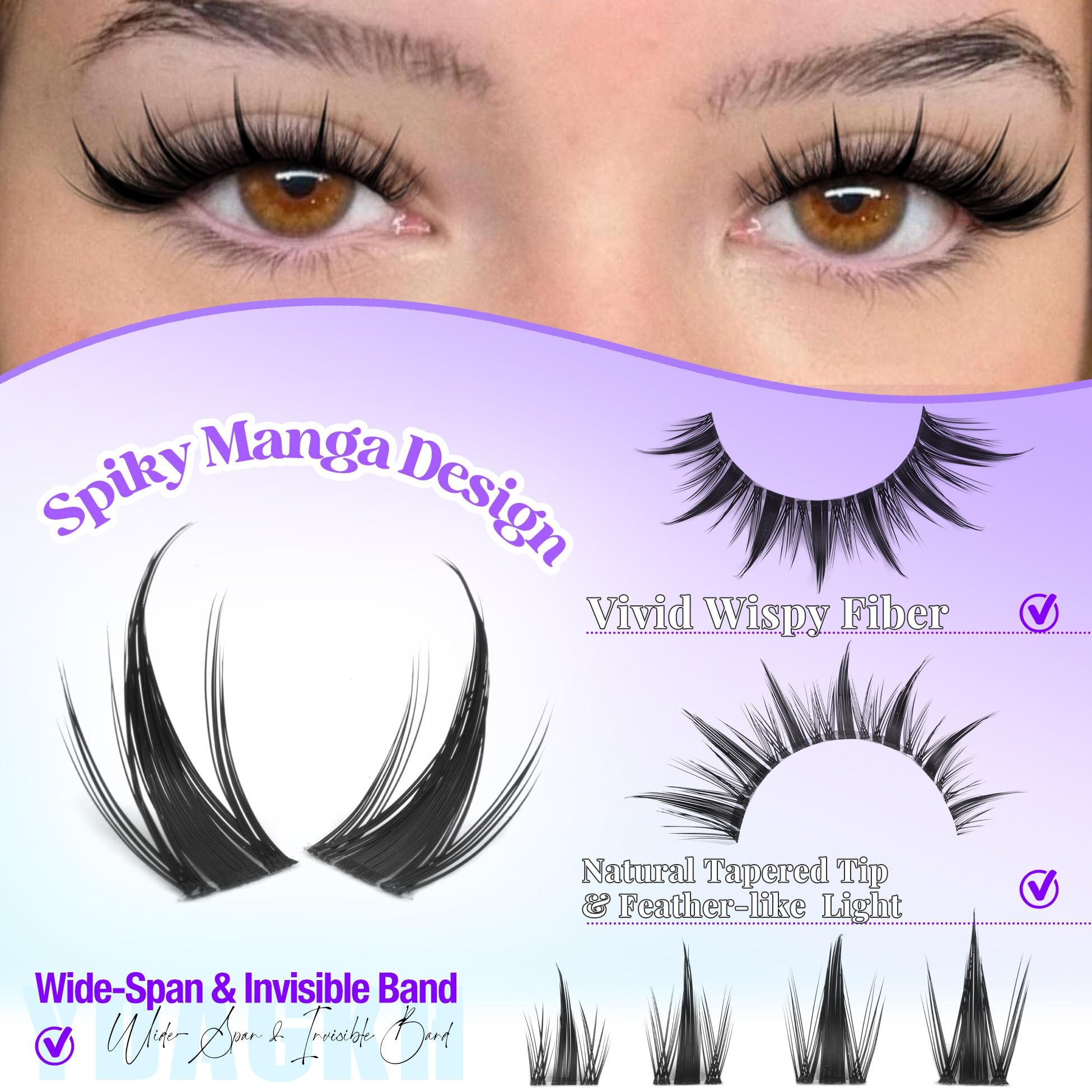 YDAGKH Wispy DIY anime lash extension bundle includes tools for home salon-quality results