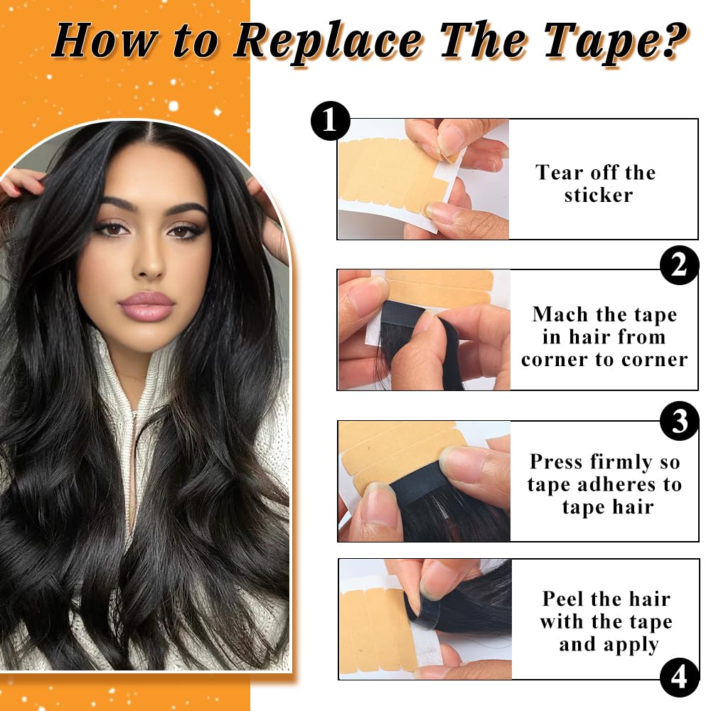 YDDM tape-in extensions natural-black-on-model shows versatile styling for weddings and events