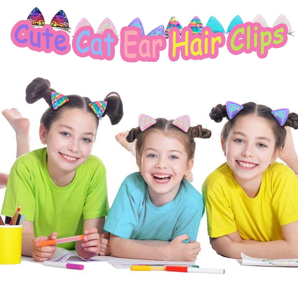 YDDXAQHB glitter cat ear hair clip purple playful trend accent